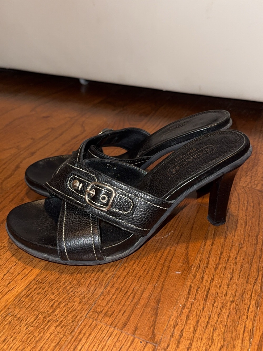 Coach Women's Black Leather Heels - Picture 3 of 5